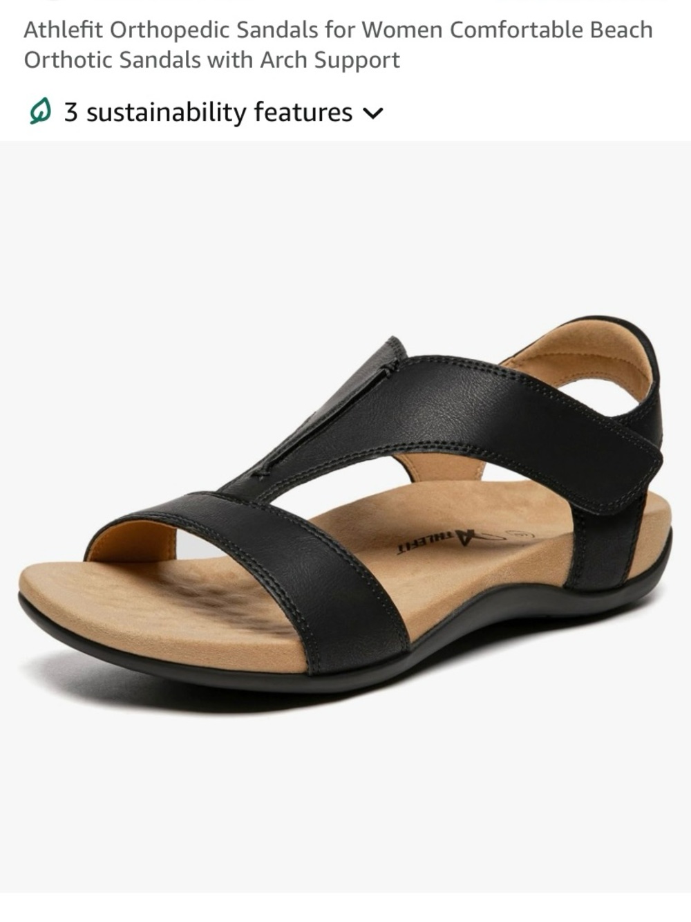 Athletic Women’s Black Orthopedic Slingback Sandals